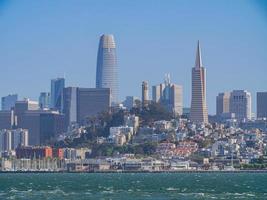 Sunny view of the San Francisco skyline from Alcatraz island photo