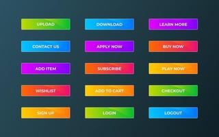 botones degradados modernos en fondo oscuro vector