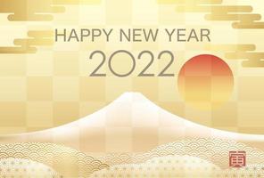 2022 New Years Card With Mt. Fuji Text translation - Tiger. vector