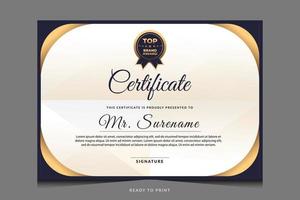 Certificate of appreciation template with gold badge. vector