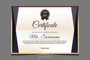 Certificate of appreciation template with gold badge. vector