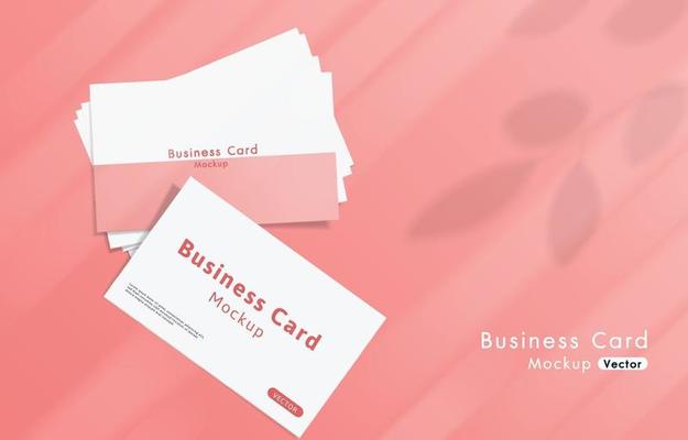 Modern white business cards mockup tamplate with pink background.