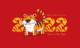 Happy Chinese New Year 2022. Year of the Tiger with chubby tiger vector