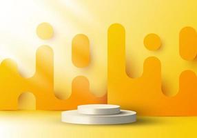 3D realistic display platform with yellow rounded lines backdrop vector