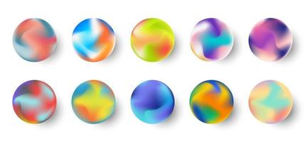 Set of gradient colorful sphere fluid shape elements background vector