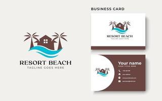 Palm Resort Logo Template Isolated in White Background vector