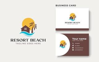 Palm Resort Logo Template Isolated in White Background vector