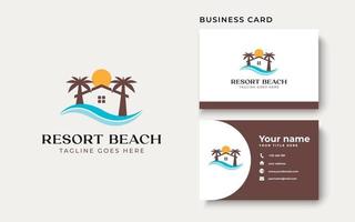 Palm Resort Logo Template Isolated in White Background vector