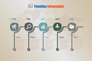 Modern business road map timeline infographic with 5 steps vector