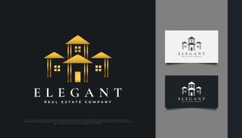 Elegant Real Estate Logo Design with Gold Gradient vector