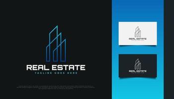 diseño de logotipo inmobiliario moderno y futurista con estilo de línea vector