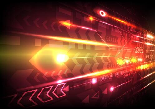 flecha de velocidad de perspectiva y datos informáticos brillantes vector