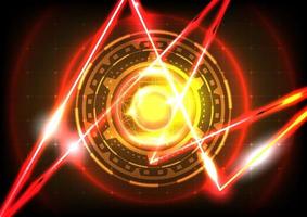 Sphere, neon light and laser. Abstract gear HUD circle background vector