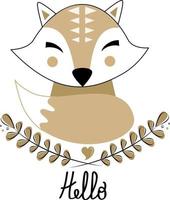 Vector illustration of a portrait of a fox in a Scandinavian style