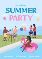 Summer party poster flat vector template