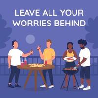 Barbecue with friends social media post mockup vector