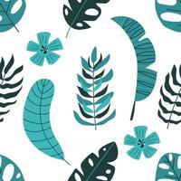 Seamless pattern of tropical leaves. Summer background. vector