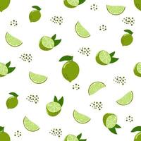 Seamless pattern of lime, citrus, modern flat illustration. vector