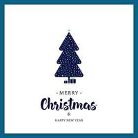 tarjeta de felicitación de navidad con árbol y estrellas vector