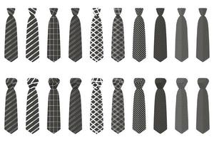 big set ties different types, neckties various size vector