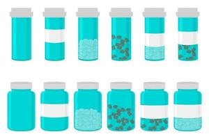 Illustration on theme big colored set different types of pills vector