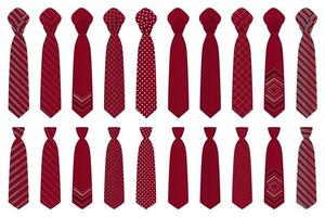 big set ties different types, neckties various size vector