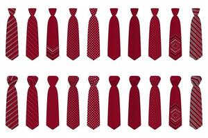 big set ties different types, neckties various size vector