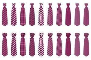 big set ties different types, neckties various size vector