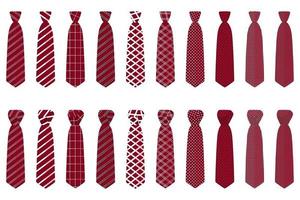 big set ties different types, neckties various size vector