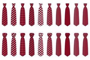 big set ties different types, neckties various size vector