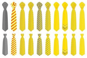 big set ties different types, neckties various size vector