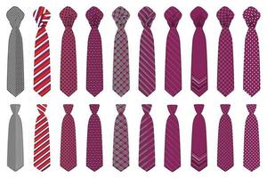 big set ties different types, neckties various size vector