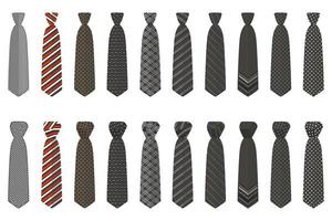 big set ties different types, neckties various size vector
