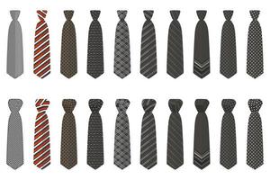 big set ties different types, neckties various size vector