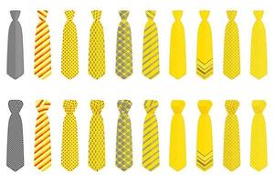 big set ties different types, neckties various size vector