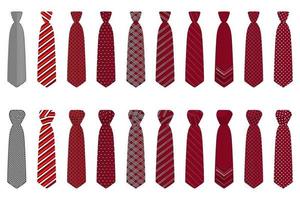 big set ties different types, neckties various size vector