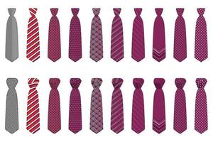 big set ties different types, neckties various size vector