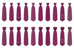 big set ties different types, neckties various size vector