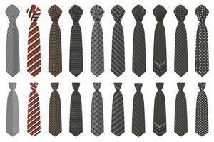 big set ties different types, neckties various size vector