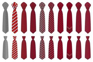 big set ties different types, neckties various size vector