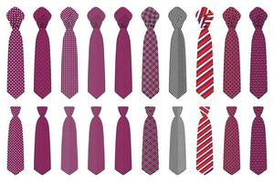 big set ties different types, neckties various size vector