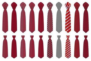big set ties different types, neckties various size vector
