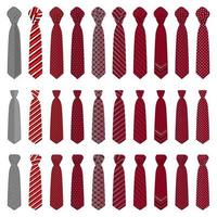 big set ties different types, neckties various size vector