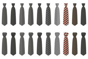 big set ties different types, neckties various size vector