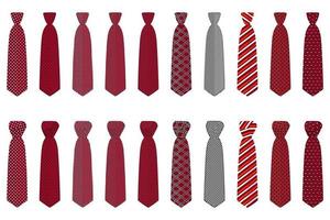 big set ties different types, neckties various size vector