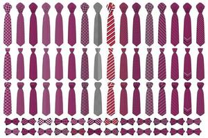 Illustration on theme big colored set neckties different types vector