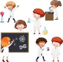 Set of scientist cartoon character vector