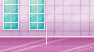 habitación rosa vacía con azulejos rosas y separador de ambientes vector