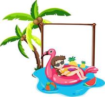 Summer beach theme with blank banner isolated on white background vector