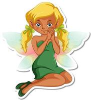 Beautiful fairy cartoon character sticker vector